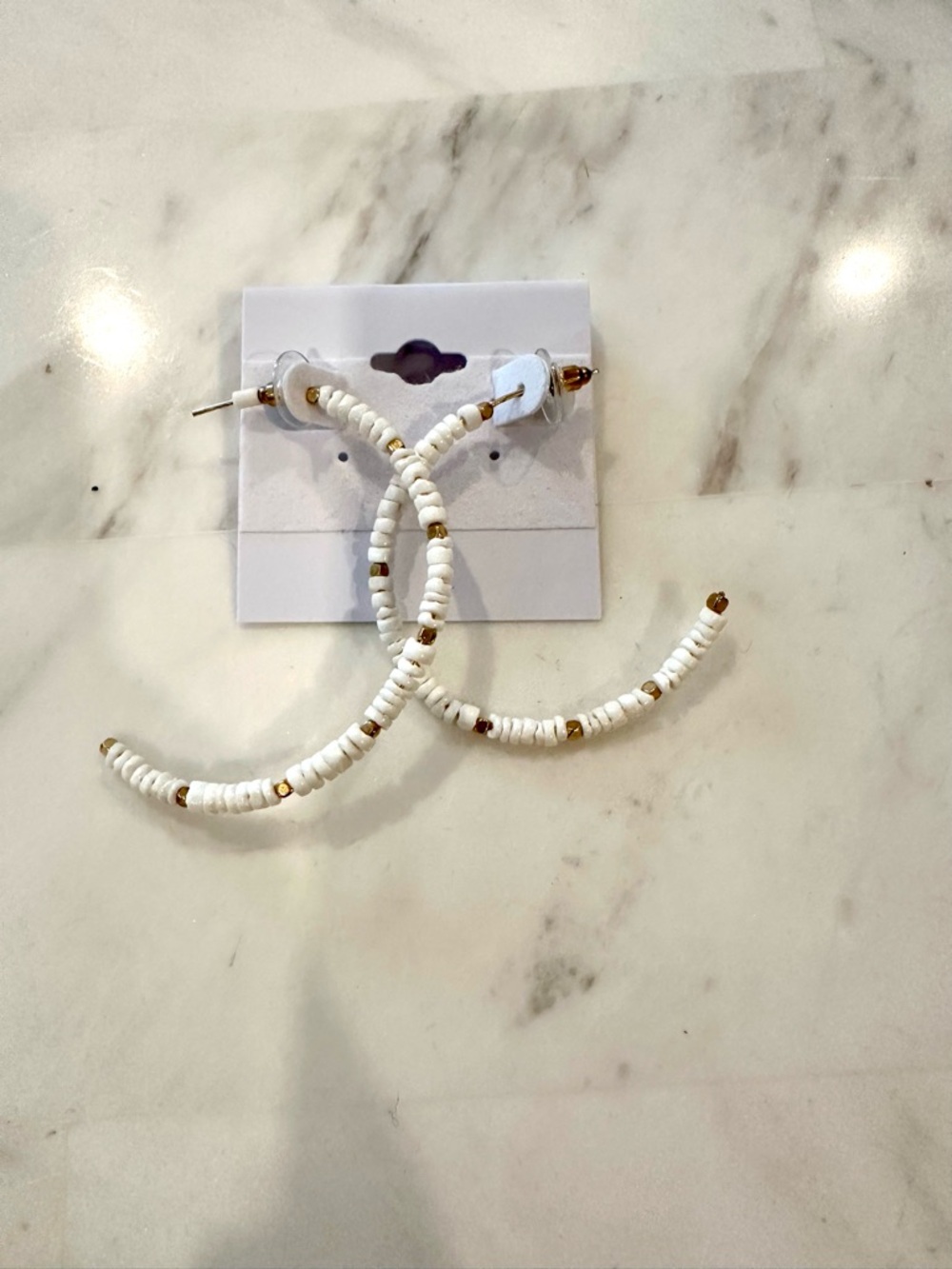 Makk Fashions Shell Hoop Earrings NWT